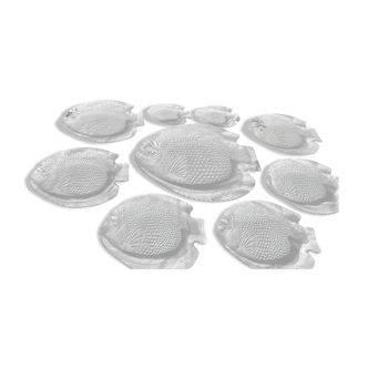 Service Arcoroc transparent plates and fish dish