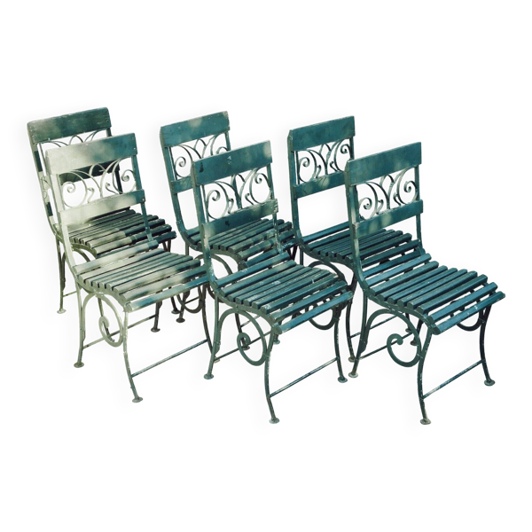 Salon de jardin 6 chaises dit de Vichy ? Art nouveau 1880 ?