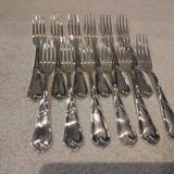 12 silver-plated dessert forks, Ercuis silversmith, Louis XV 29