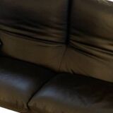 Maralunga high-end black leather sofa by Vico Magistretti for Cassina