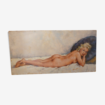 César Vilol elongated nude woman's painting