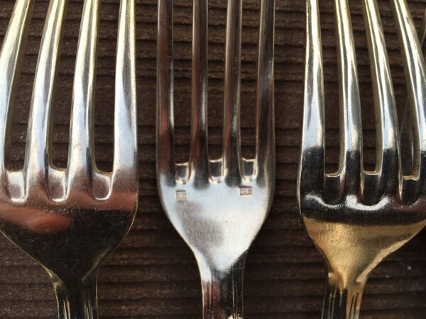 Set de 12 cuillères 12 fourchettes metal argente bouillet bourdelle poicon bb coquille