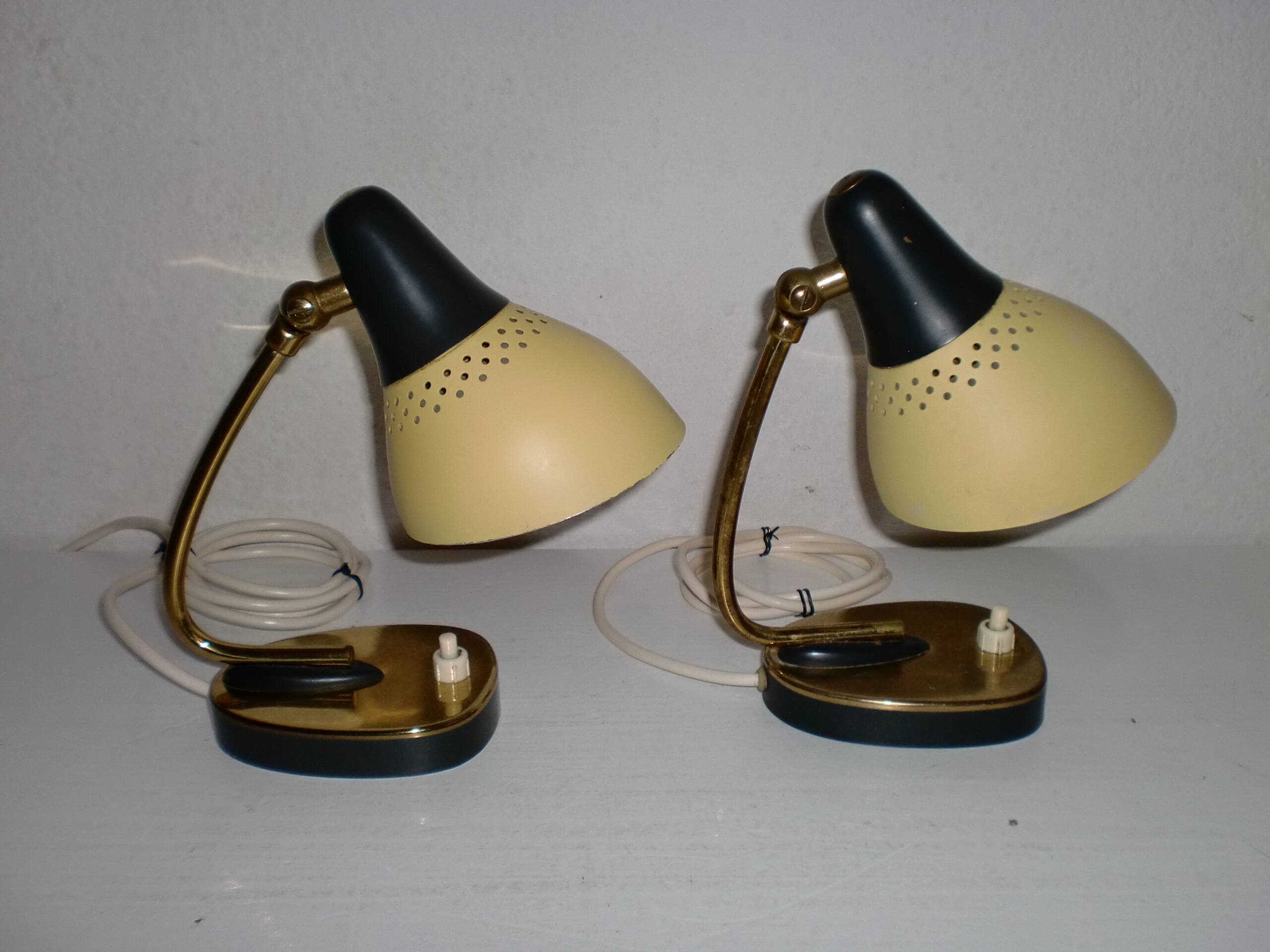Pair of 1950s Design Bedside Table Lamps Art Nouveau, Stilnovo, Rockabilly