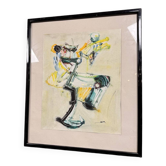 Libor Sir (1933-2017): aquarelle moderniste figurant un personnage abstrait