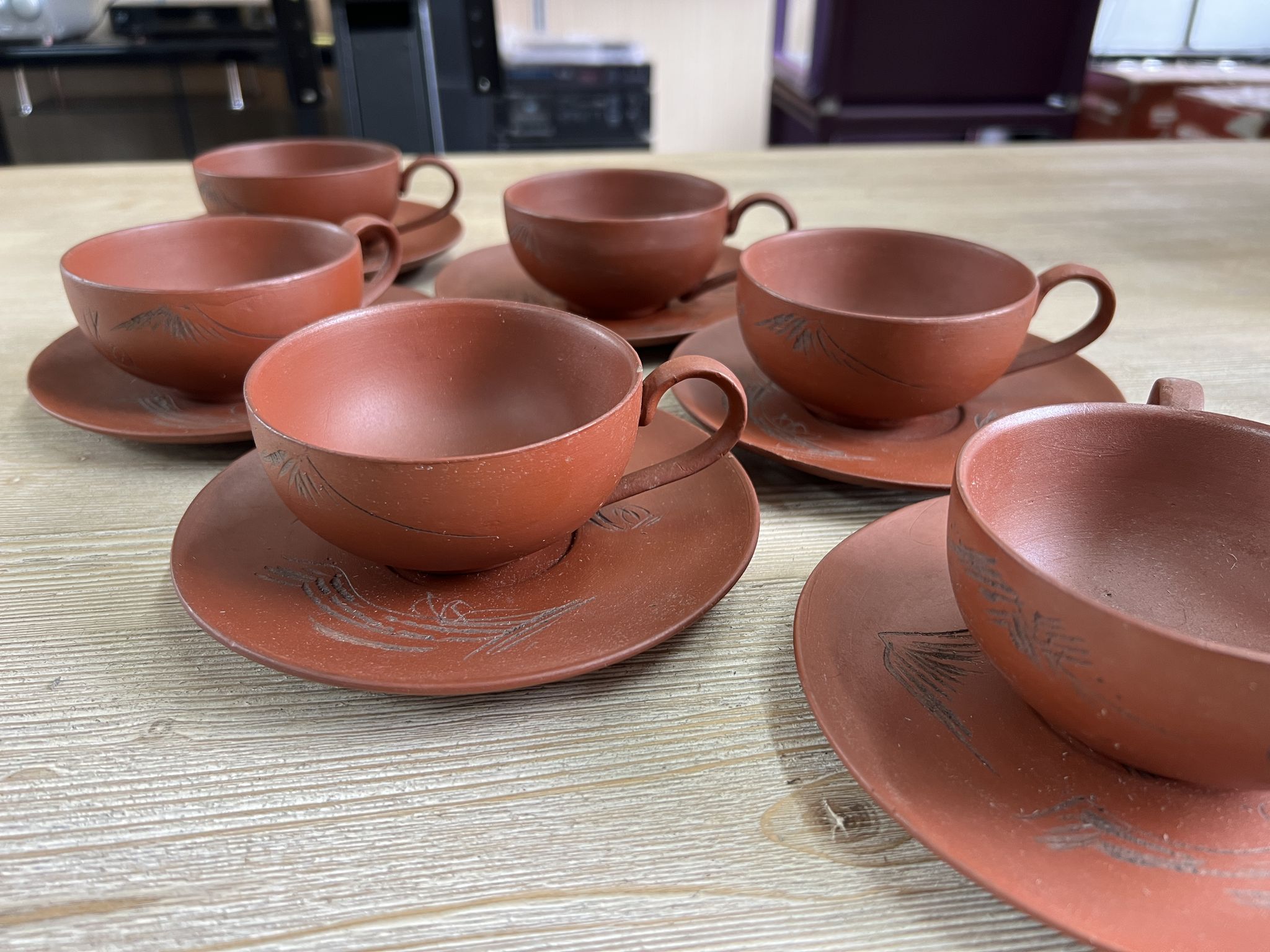 Set of 6 Cups and Japanese Terracotta Saucers