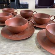 Set of 6 Cups and Japanese Terracotta Saucers