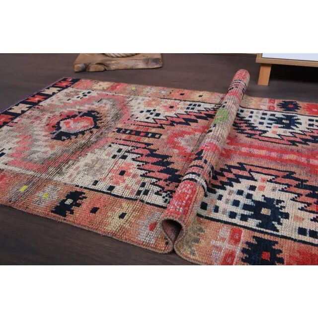 Vintage Turkish Oushak handmade wool runner 81x313