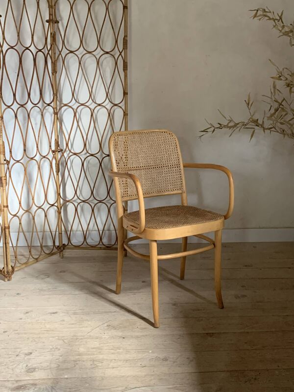 Chaise fauteuil vintage en cannage Hofmann