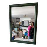 Large dark green rectangular mirror with black patina.