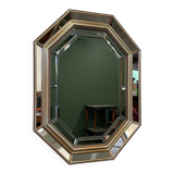 Miroir néoclassique octogonal biseauté de De Knudt, Belgique, années 1980