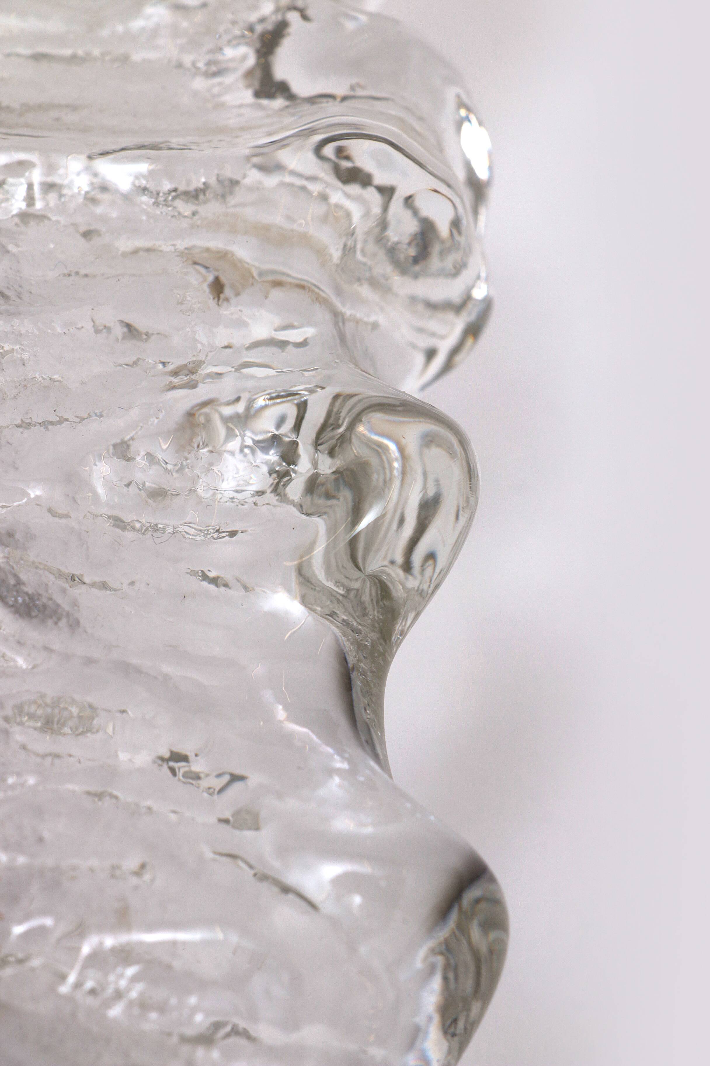 Large wall lamp Peil & Putzler ice glass, 1960 Germany