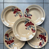 Set of 5 "Annie" Luneville eyelet plates.