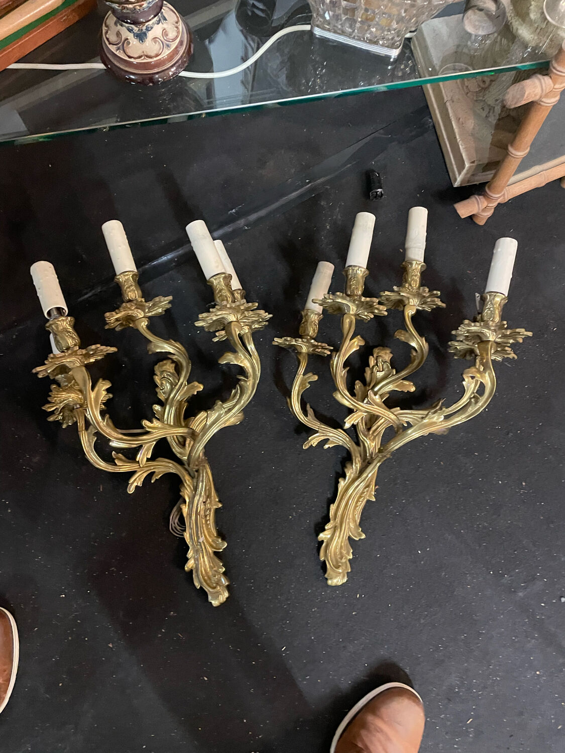 Pair of bronze sconces