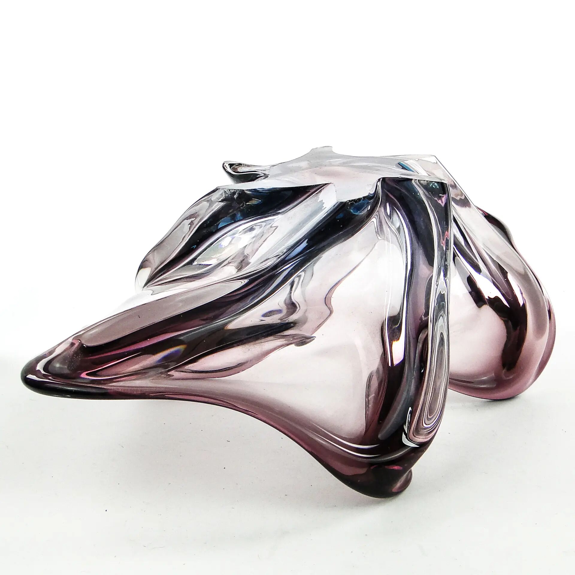 Sommerso bowl, mid-century modern, purple glass, Murano, Italy, 1950s