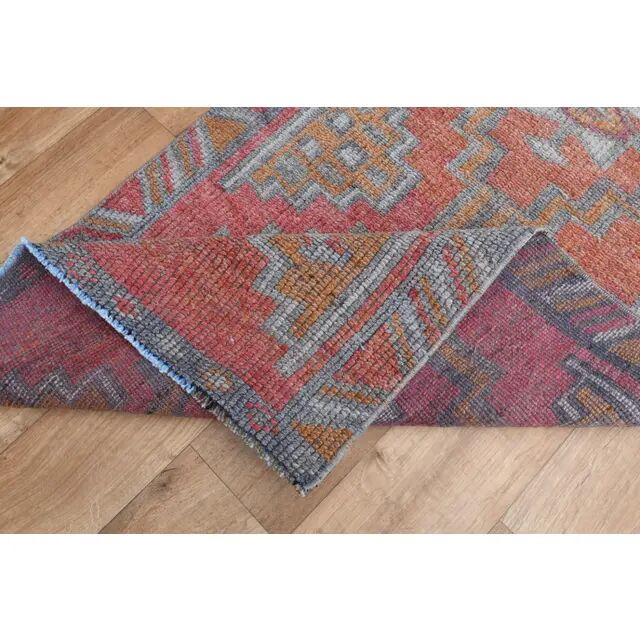 1970s Turkish Oushak Handmade Wool Cotton Orange Area Rug 86x284