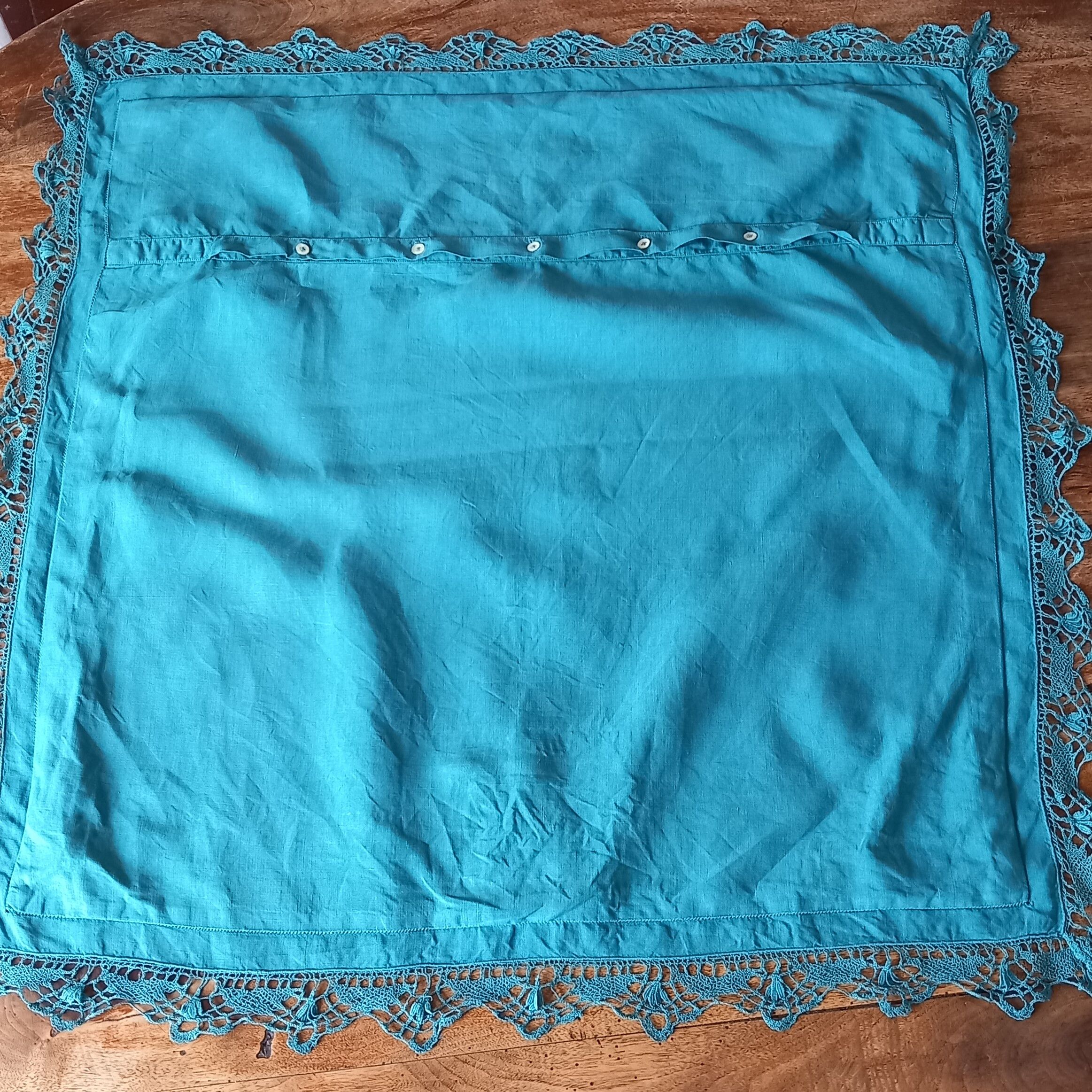 Pillowcase with embroidery and lace
