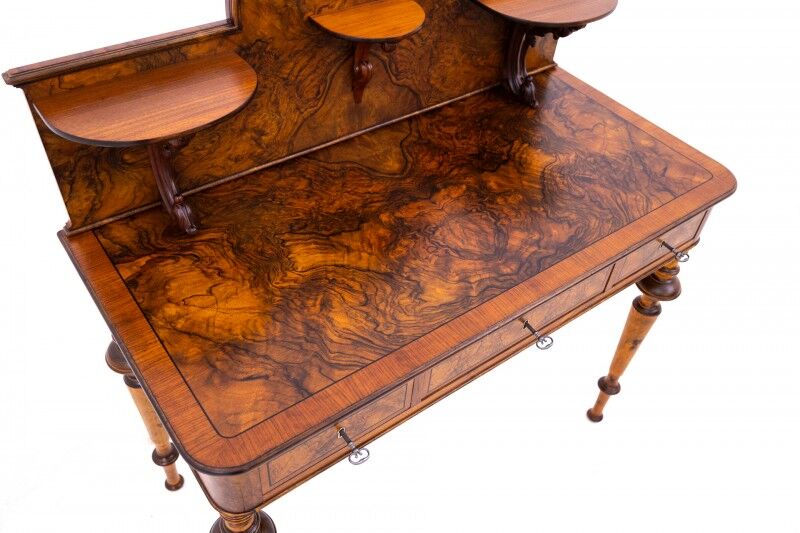 Walnut desk, Northern Europe, circa 1900. After restoration.
