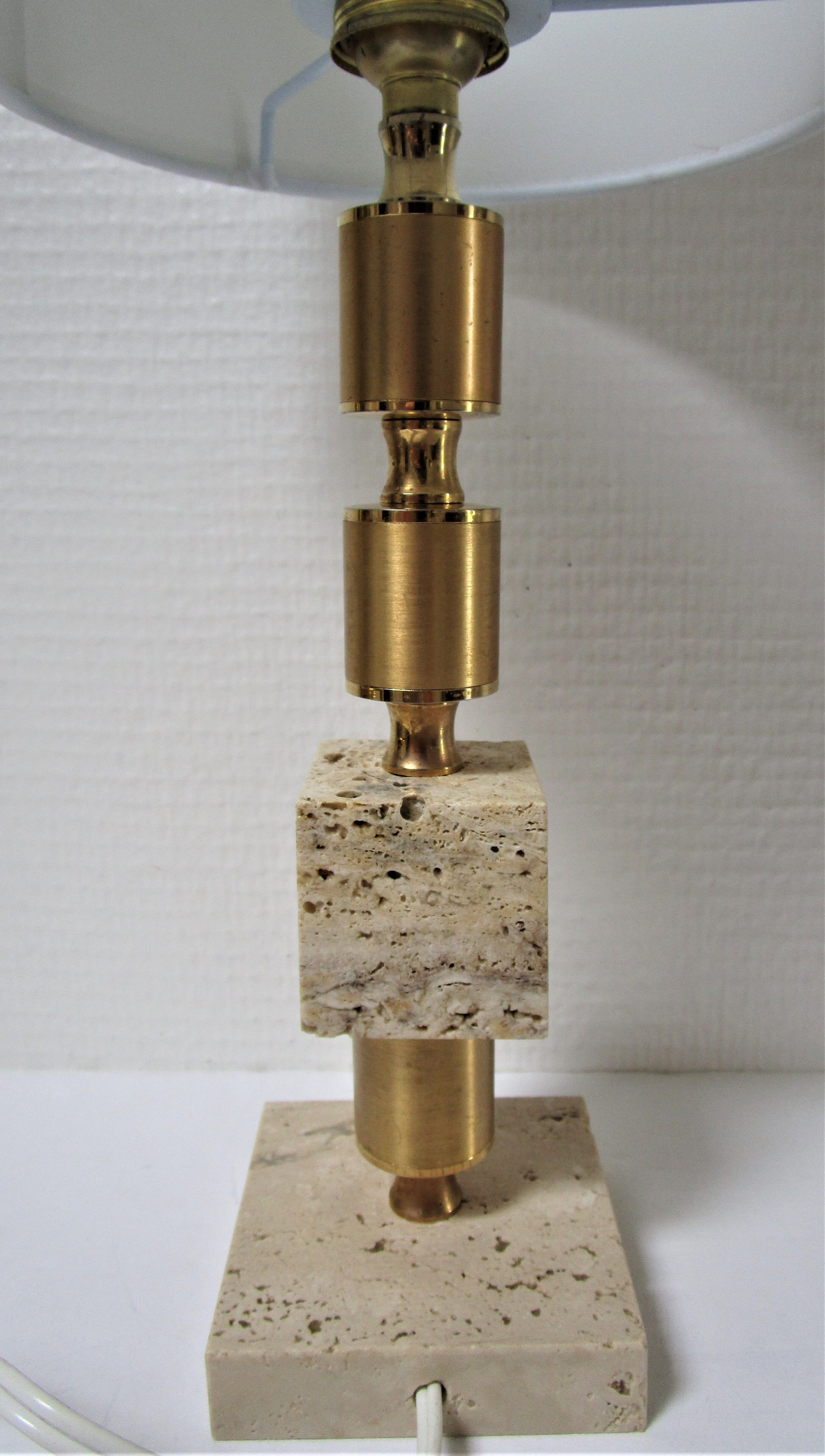 Travertine lamp and  gilded steel 70