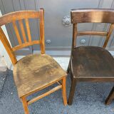 4 vintage curved wooden bistro chairs