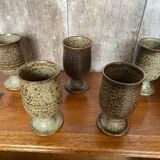 Set of 6 Mazagrans LE CEP Beige Stoneware Mugs Made In France Vintage
