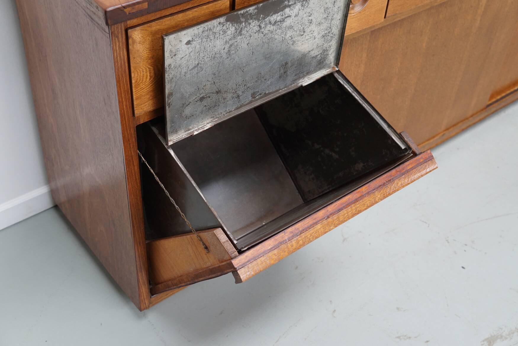 Dutch Industrial Oak Apothecary / Bakery Cabinet, circa 1950s