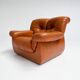 Cognac colored leather Pellerossi lounge chair, 1960s