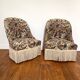 Pair of antique tapestry toad armchairs