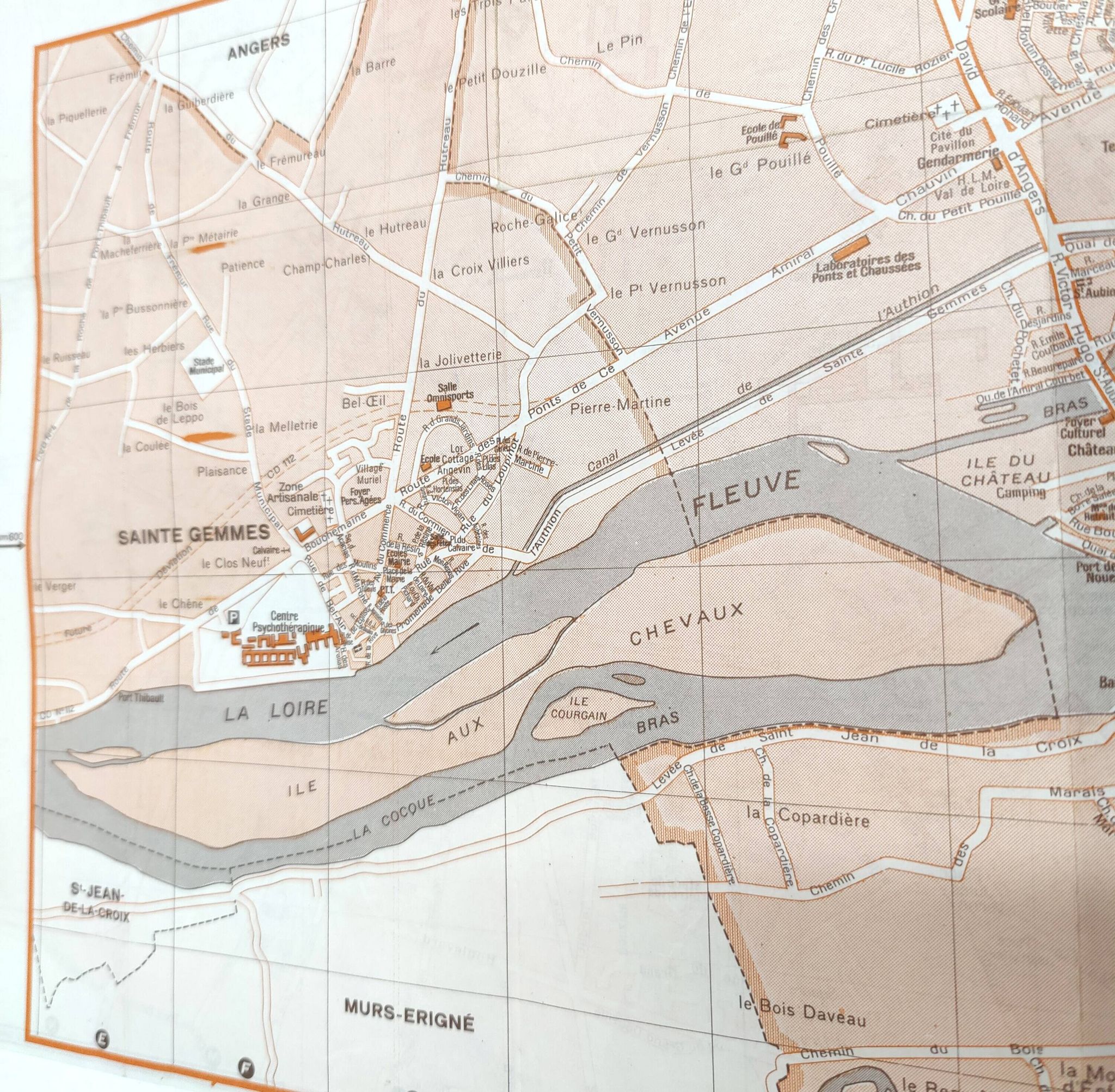 Angers vintage map 74x54cm