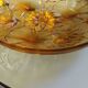Verlys cup Water lily flowers amber molded pressed glass 60s