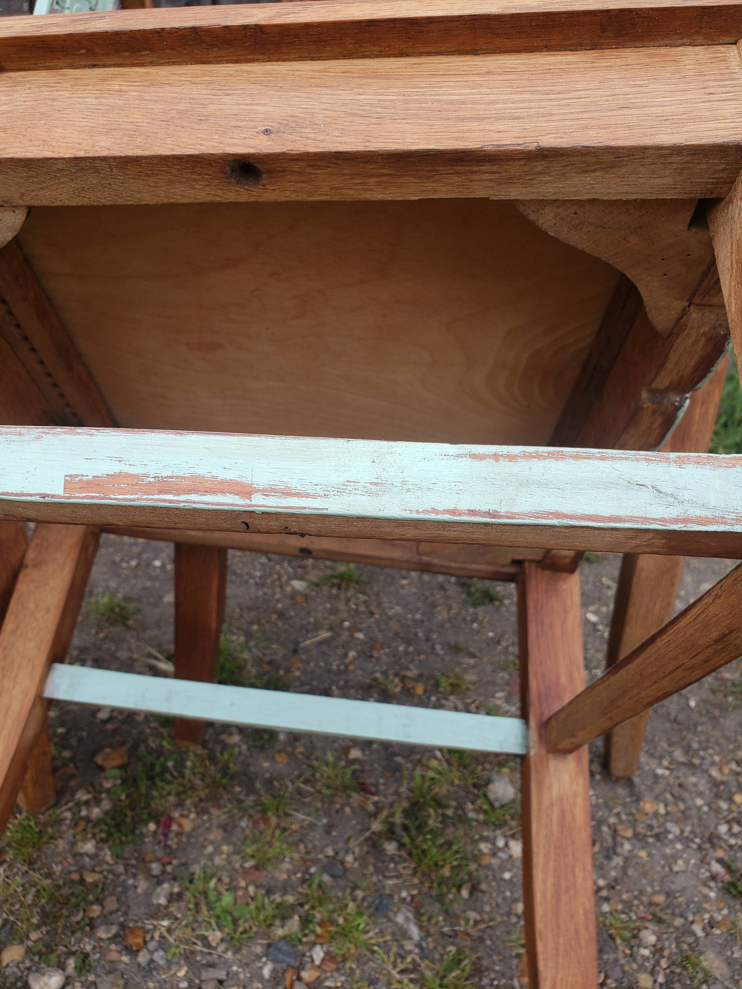 Table and chairs art deco wood and pastel