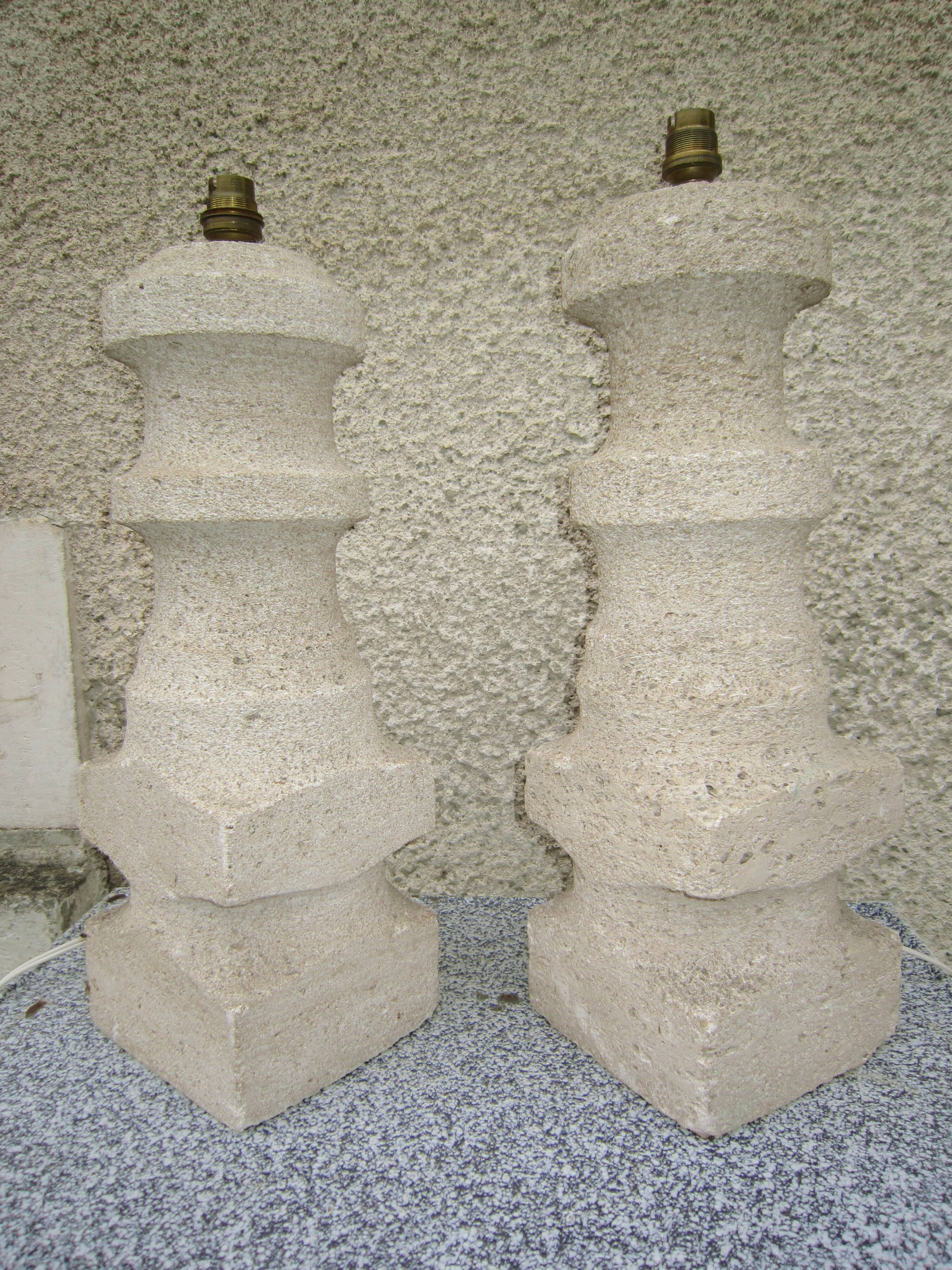 Albert Tormos pair of limestone lamp feet