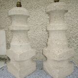 Albert Tormos pair of limestone lamp feet