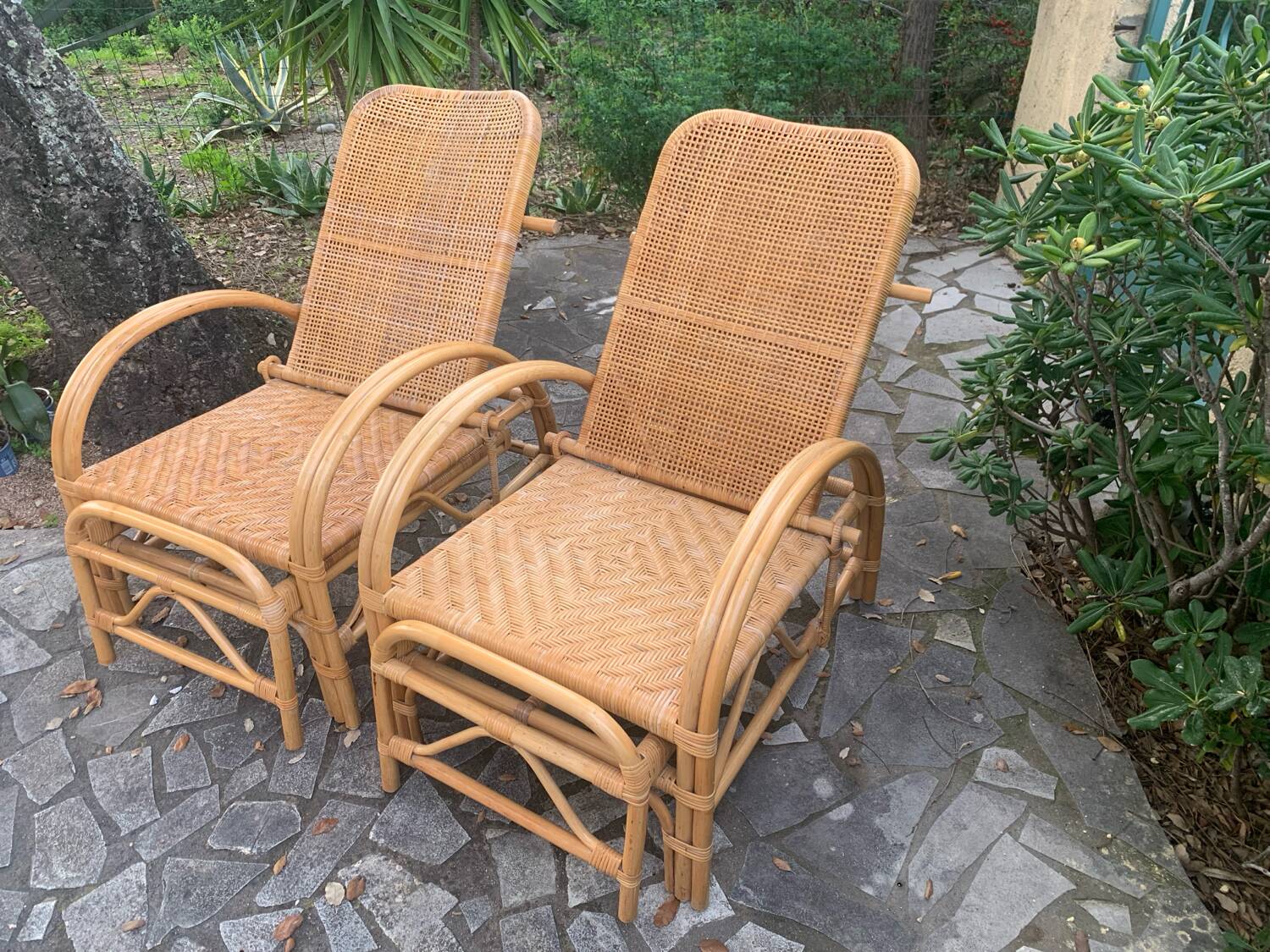 Vintage rattan lounge chairs