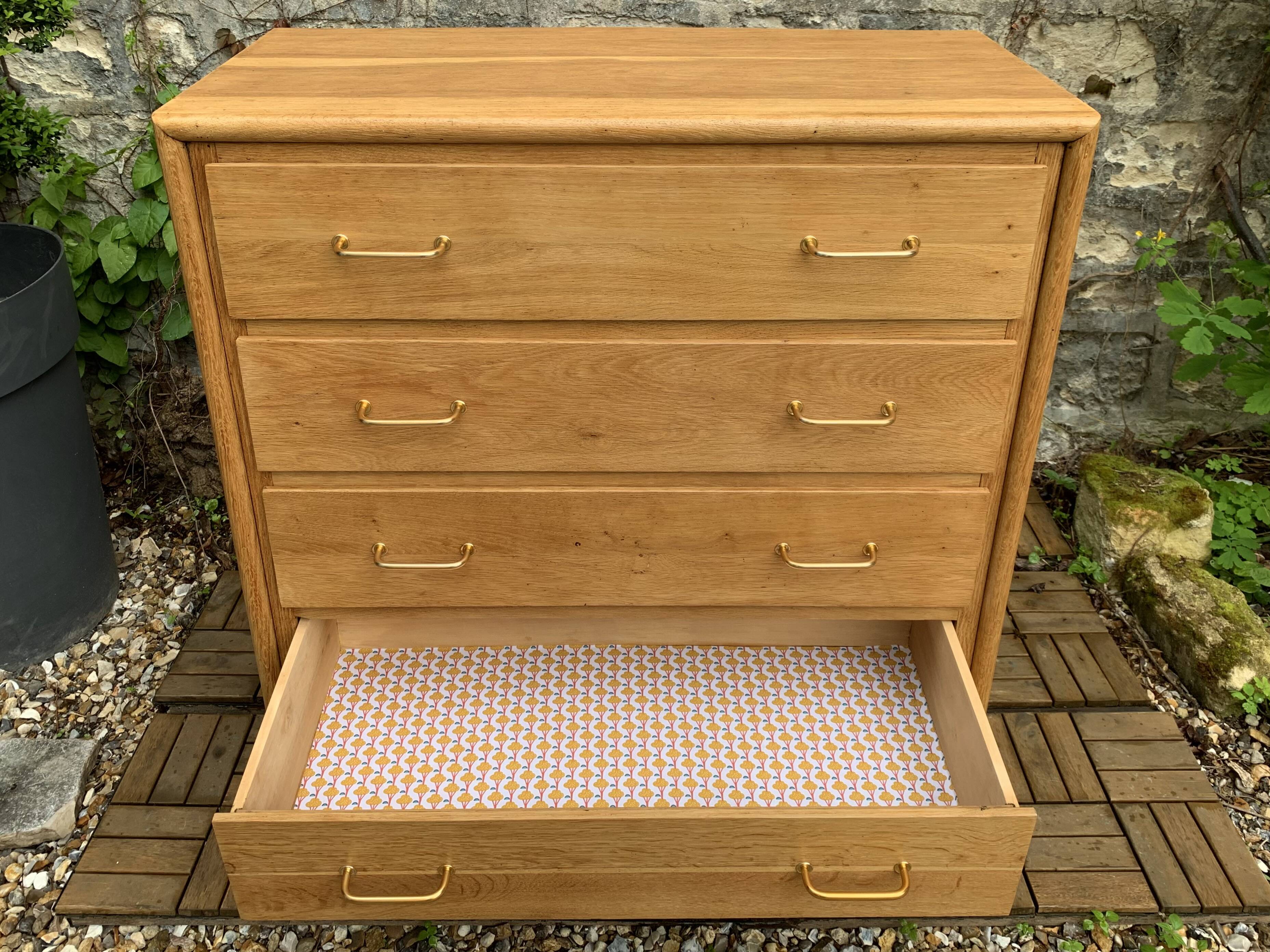 Commode pieds compas et chêne brut massif  1960