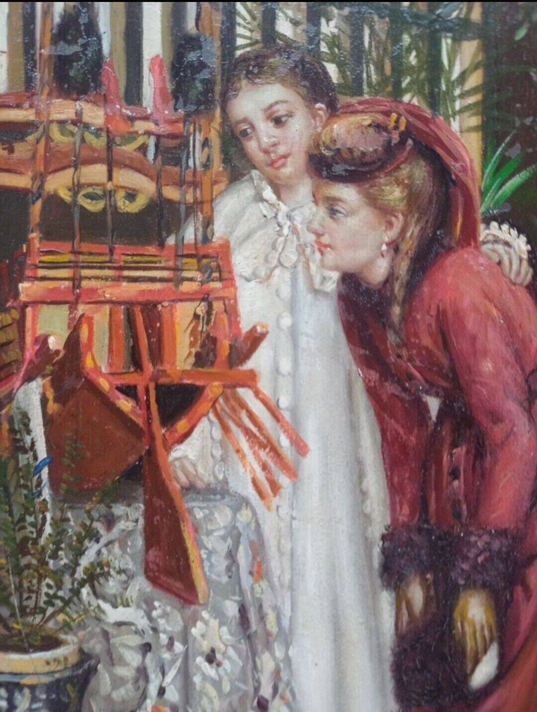 Huile sur panneau. Portrait de femmes. 20ième siècle.