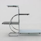 Etagere Bauhaus chromée des années 1930 avec verre Opaxy, Tchécoslovaquie