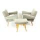 Ensemble de deux fauteuils avec tabouret du milieu du siècle, Tchécoslovaquie, années 1960