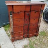 Commode semainier ancien plateau marbre style louis xvi