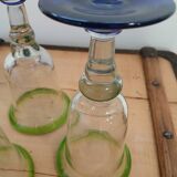 3 stemmed glasses in bubble and blown glass
