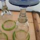 3 stemmed glasses in bubble and blown glass