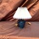 Ceramic lamp signed with pleated lampshade