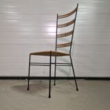 Mid century metal and wicker dining chairs, France 1950s