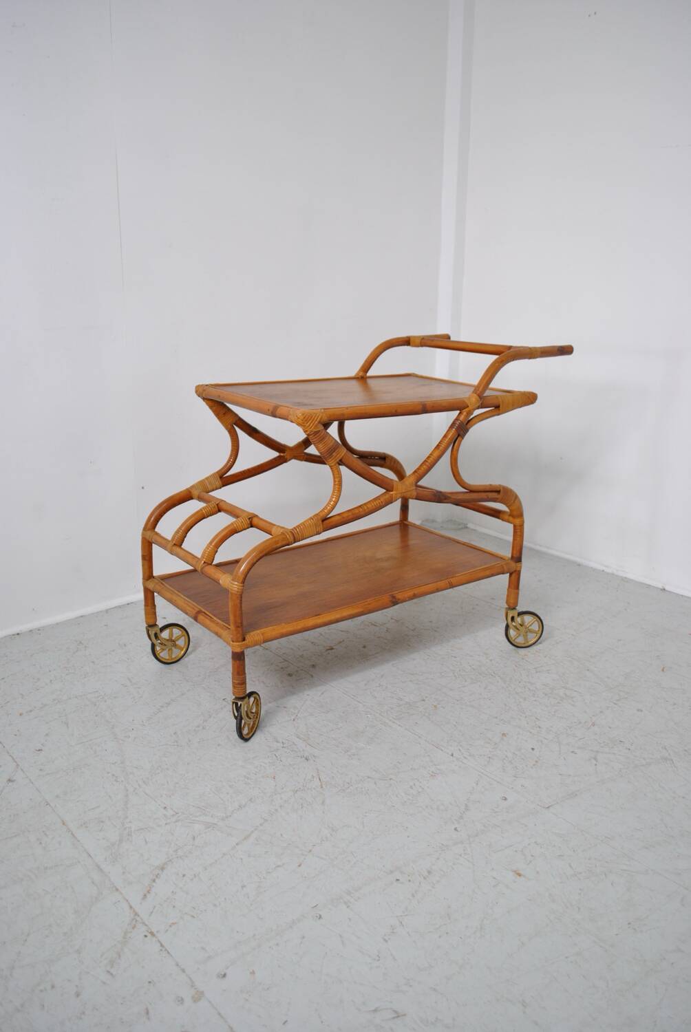 Rattan serving trolley 1970