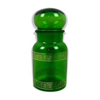 Pot de conservation en verre vert avec dorures