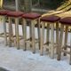 Square high bar stools in solid wood with burgundy leather 83cm