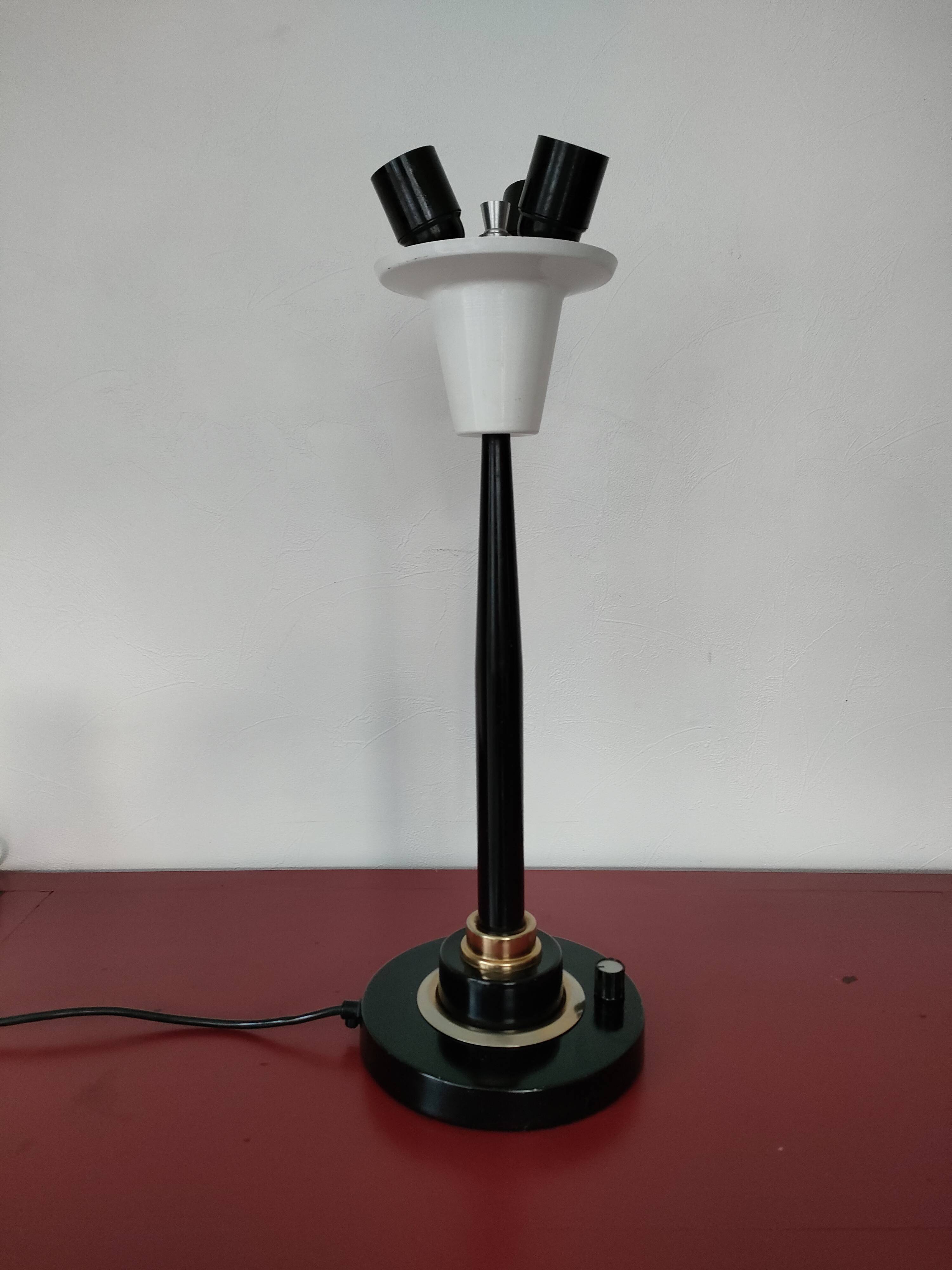Lumi industrial metal lamp base - three lights - 1970s - Italy