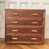 Chest of drawers rattan and caning