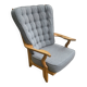 "Grand Repos" armchair in solid oak by Guillerme and Chambron (1960s)