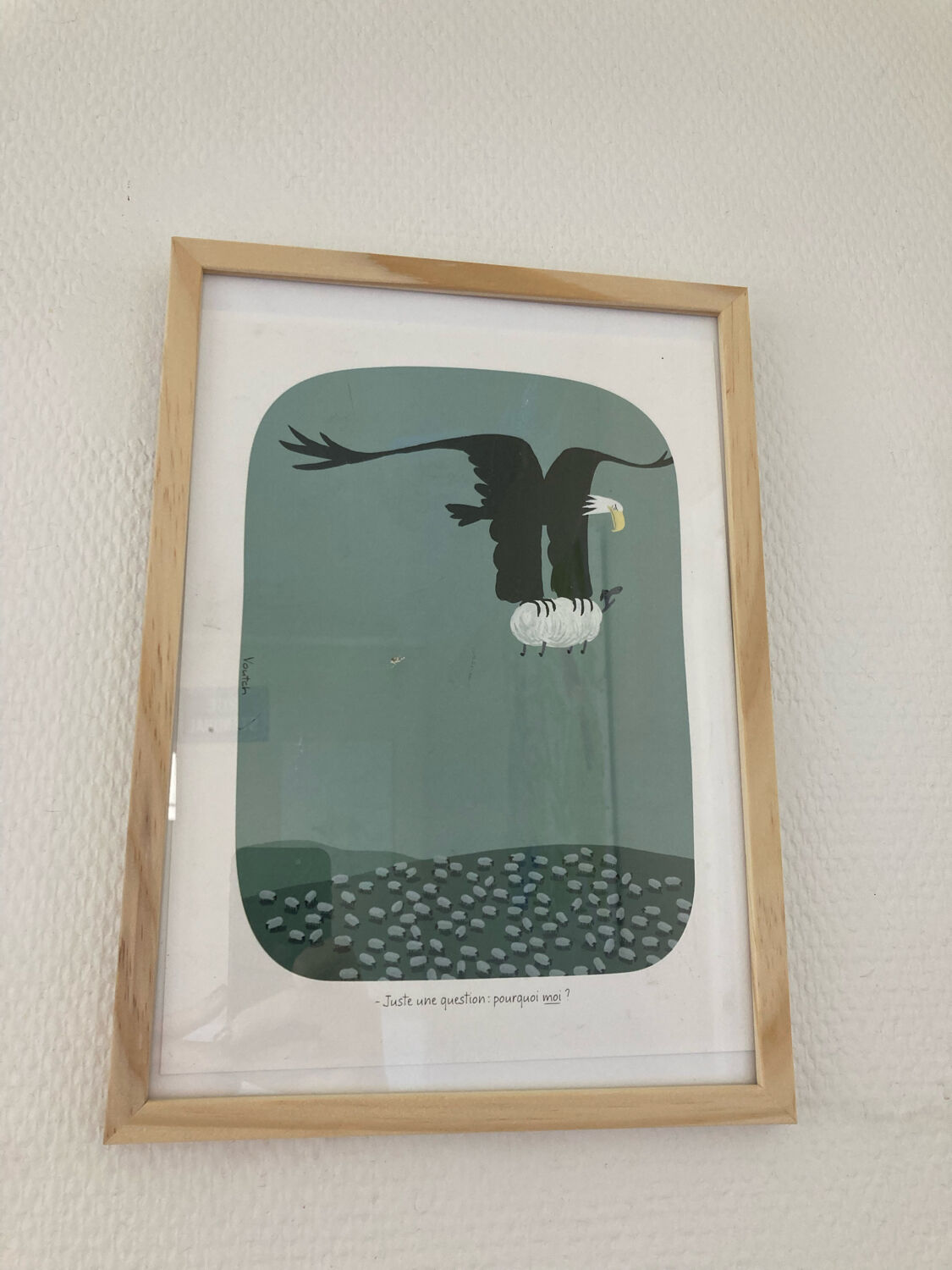 Contempory painting eagle and sheep