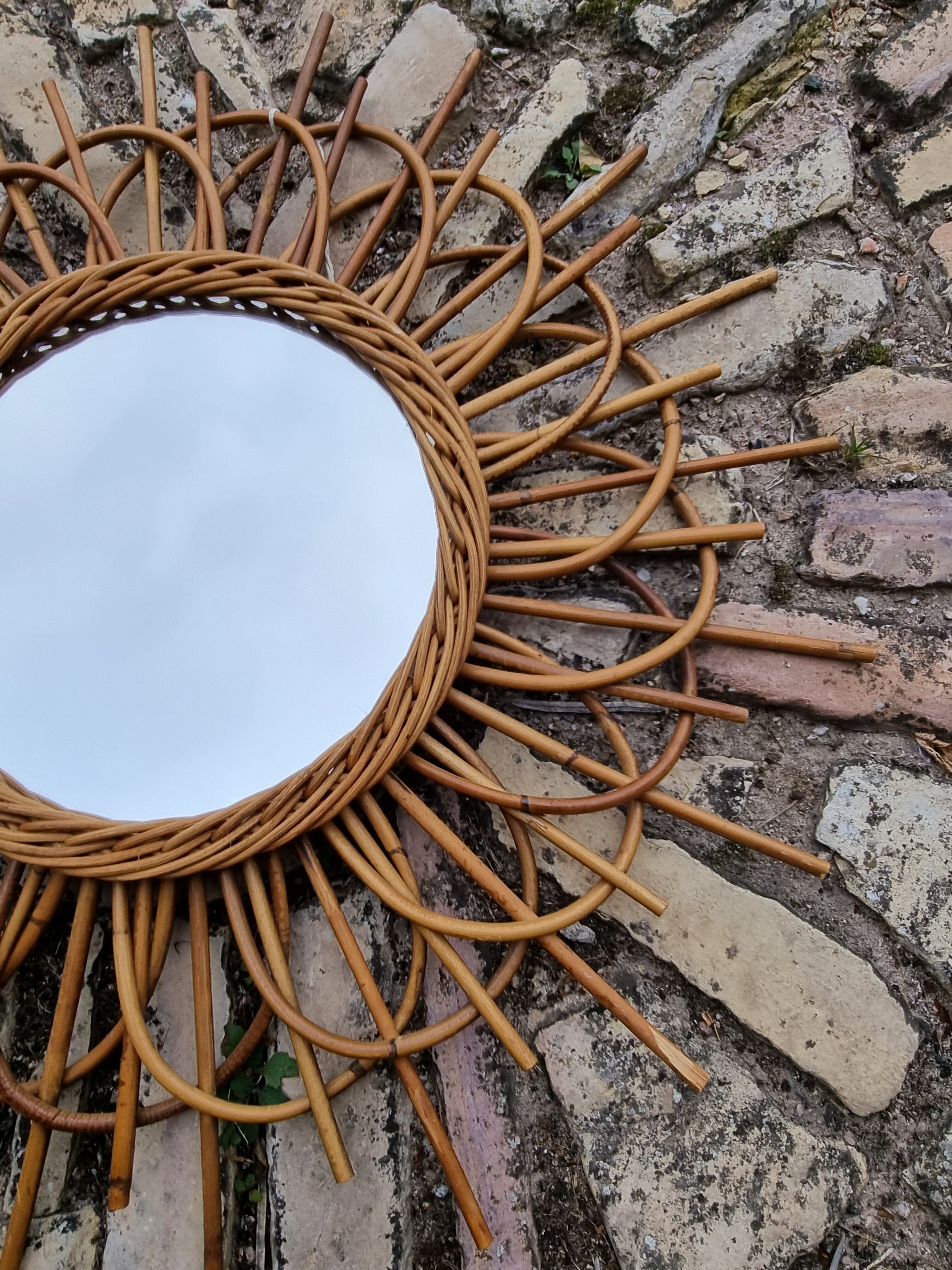Rattan sun mirror 56cm